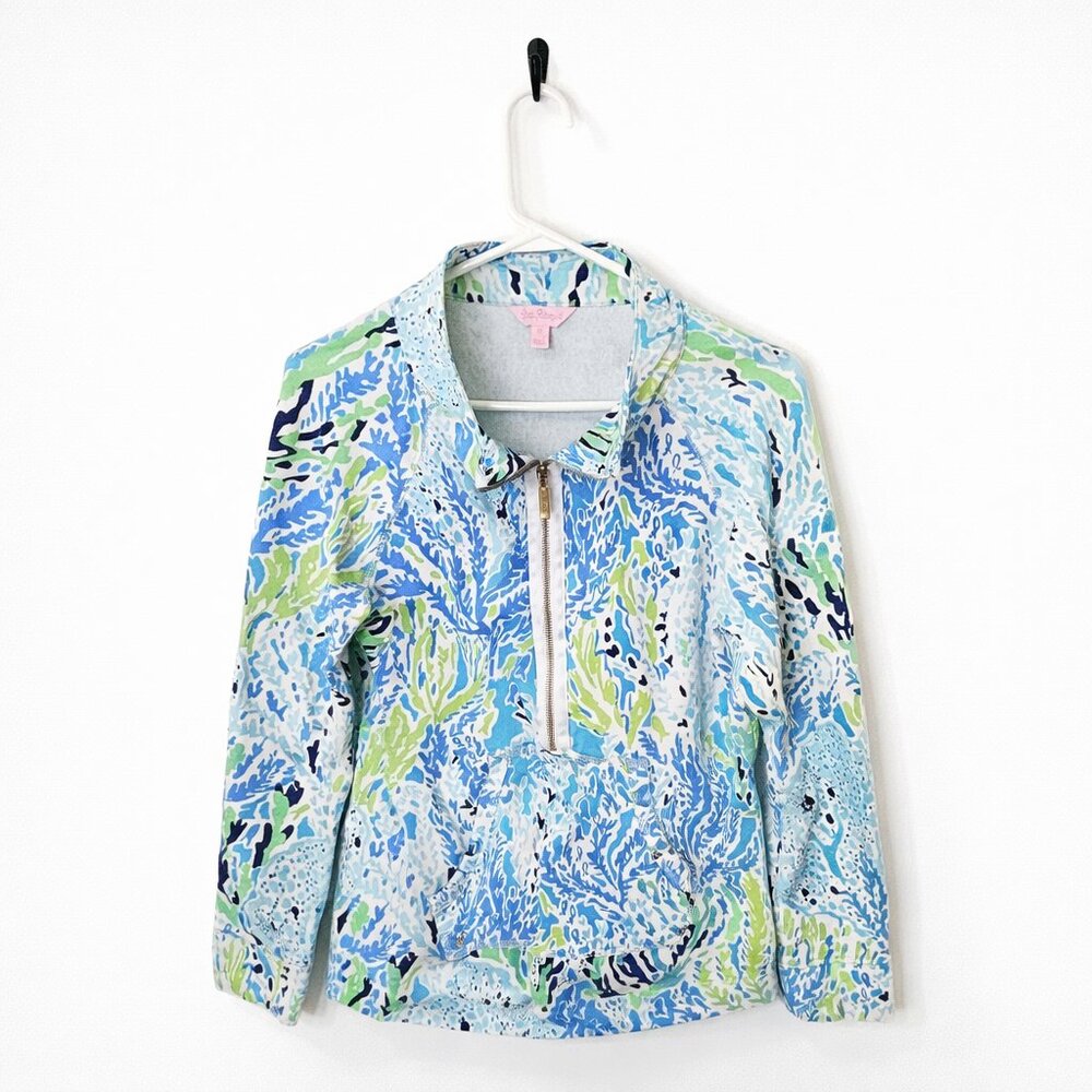 Lilly Pulitzer Half Zip Skipper Popover Pullover Let's Cha Cha Preppy Womens M